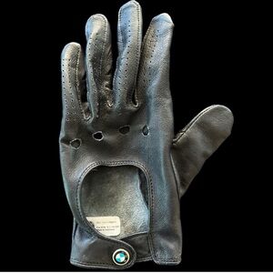 BMW Left Black Leather Driving Glove with Logo